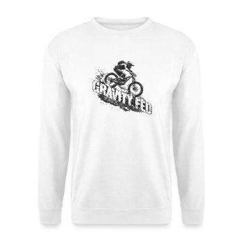 Gravity Fed MTB – Downhill Mountainbiker - Unisex Pullover - Weiß - Vorne