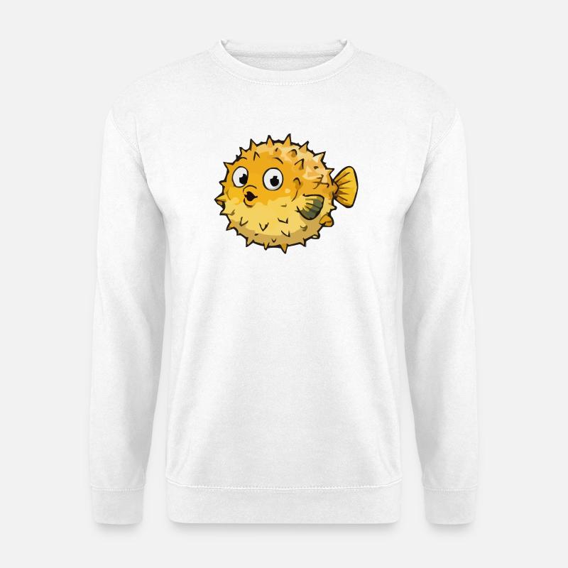 Spherical Puffer Fish Cartoon - Unisex Sweatshirt - white