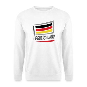 Deutschland Flagge Fahne Fussball T-Shirt - Unisex Pullover - Weiß - Vorne