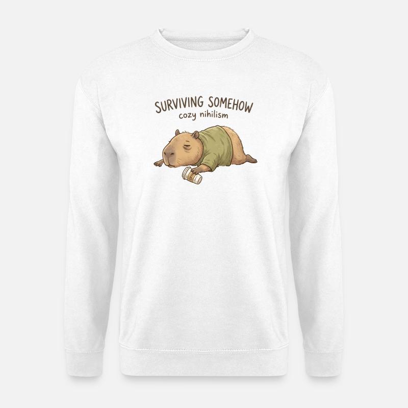 Cuddly Nihilism Capybara - Unisex Sweatshirt - white