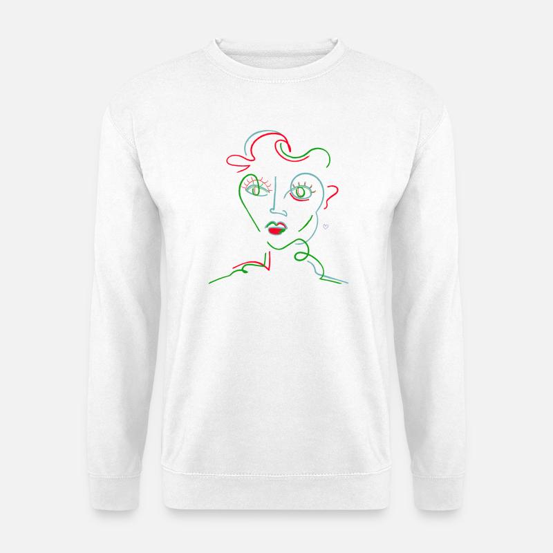 Neon Line Portrait - Unisex Sweatshirt - white