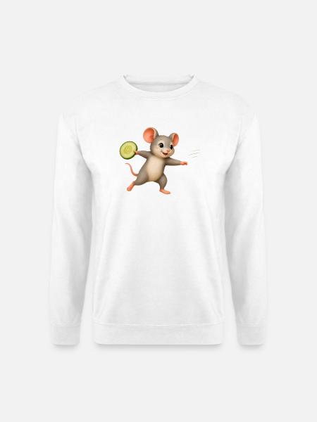 Fröhliche Maus mit Gurken Frisbee - Unisex Pullover - Weiß