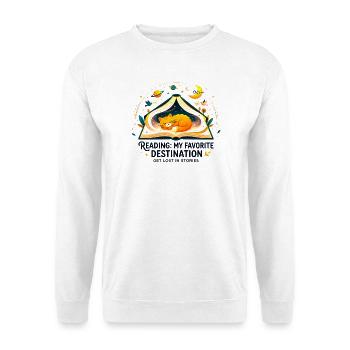 Reading_Cat_Favorite_Destination - Unisex Pullover - Weiß - Vorne