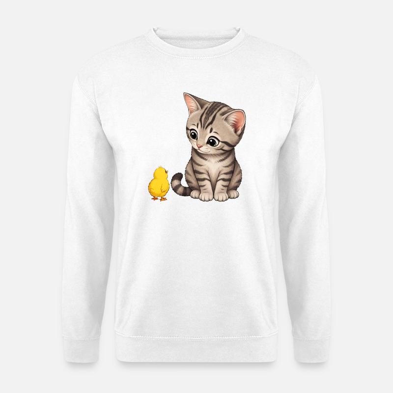 Kitten with chicks - Unisex Sweatshirt - white