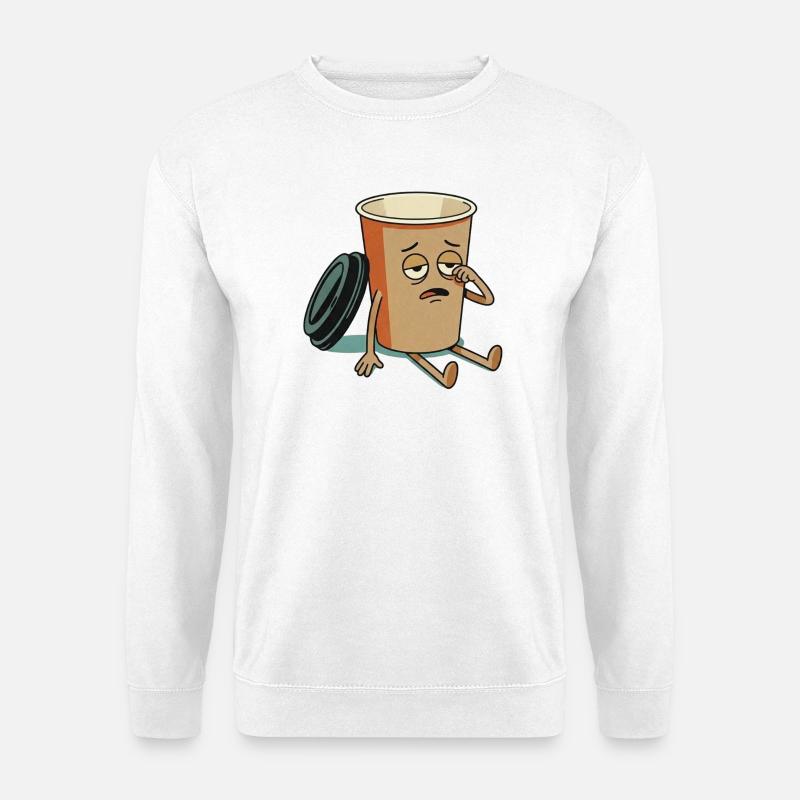Erschöpfte Kaffeetasse-Figur - Unisex Pullover - Weiß