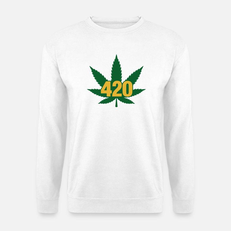 420 Cannabis Leaf Emblem - Unisex Sweatshirt - white