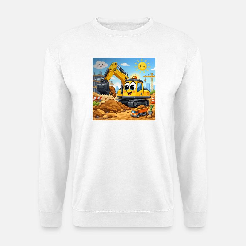Fröhlicher Baubagger - Unisex Pullover - Weiß