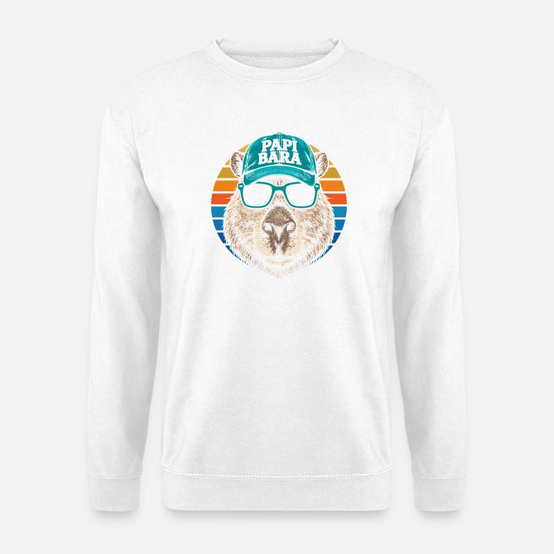 Biber mit Retro Cap und Sonnenbrille - Unisex Pullover - Weiß