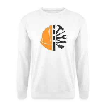 Bauhelm & Werkzeug – Handwerker Logo - Unisex Pullover - Weiß - Vorne