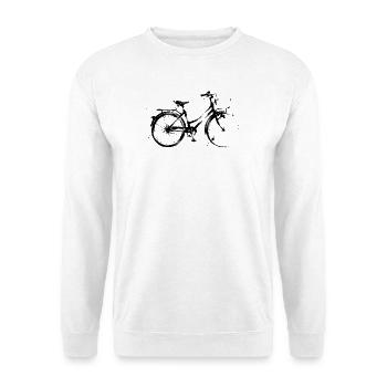 Stadtrad Ink Illustration Fahrradfahrerin - Unisex Pullover - Weiß - Vorne