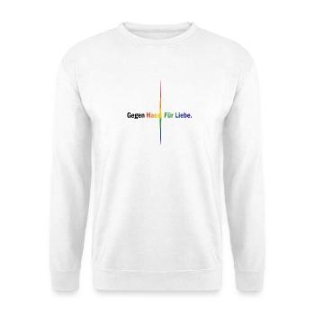 Liebe statt Hass Pride Statement Shirt Regenbogen - Unisex Pullover - Weiß - Vorne