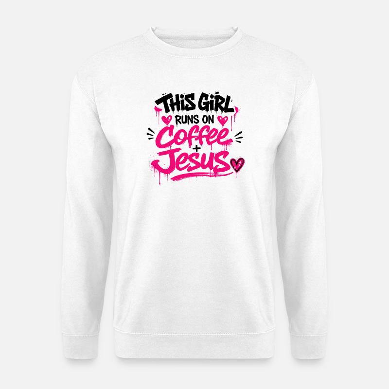 Kaffee Jesus Graffiti - Unisex Pullover - Weiß
