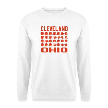 Cleveland Ohio Football-Helme - Unisex Pullover - Weiß - Vorne - Alina (178cm) & Michal (187cm)