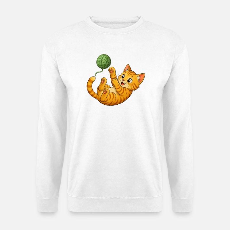 Kitten playing with wool - Unisex Sweatshirt - white