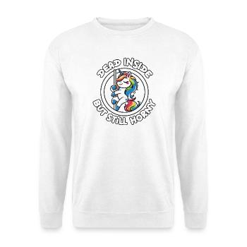 Rainbow Unicorn Pole Dance Dead inside horny - Unisex Pullover - Weiß - Vorne