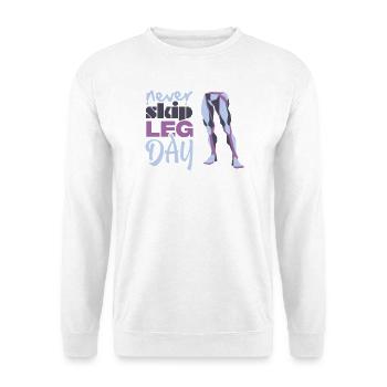 Never Skid Leg Day Grafik - Unisex Pullover - Weiß - Vorne