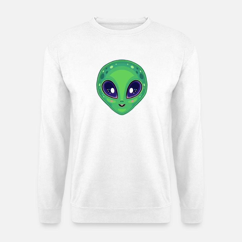 Süßer Kawaii-Außerirdischer Helläugige - Unisex Pullover - Weiß