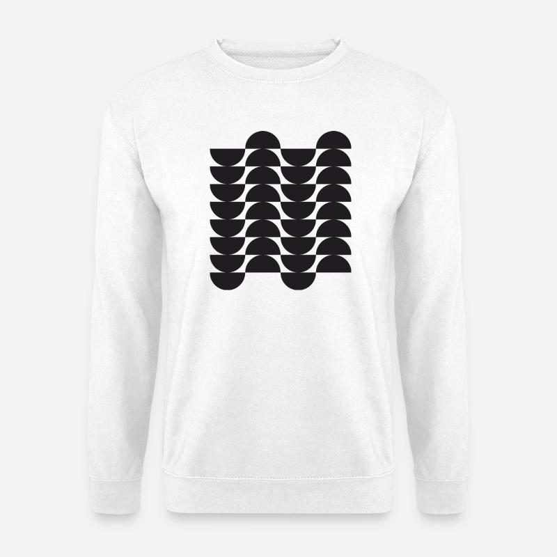 Noir-Wellen-Geometrisches Gitter - Unisex Pullover - Weiß