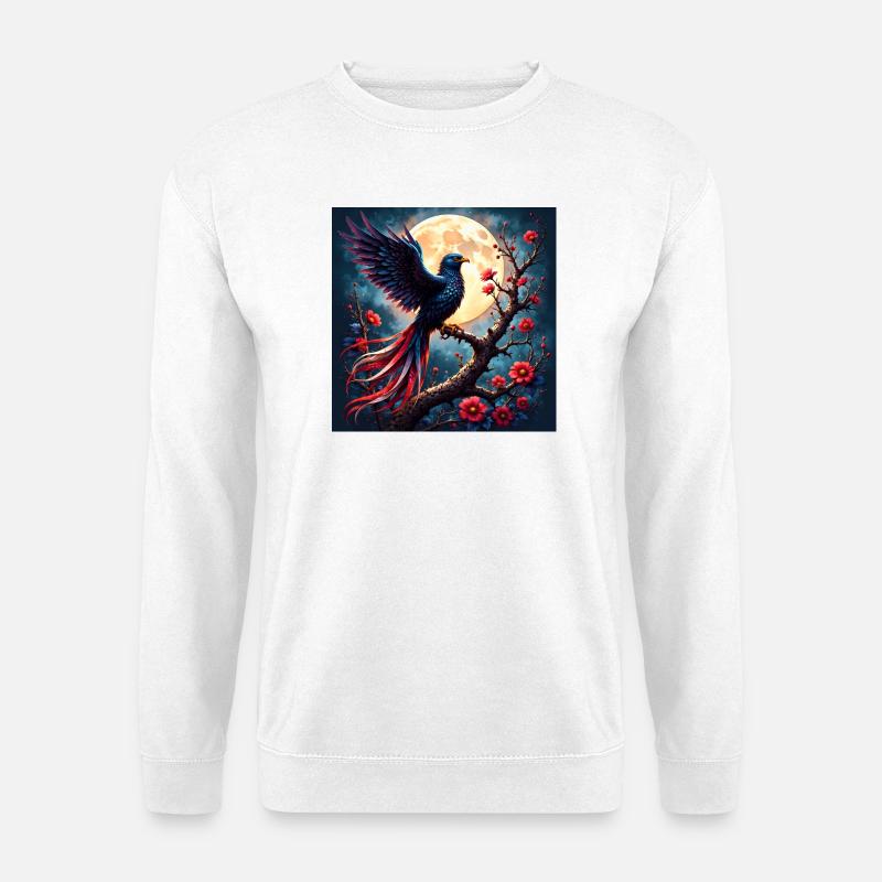 Blue Phoenix Under Full Moon - Unisex Sweatshirt - white
