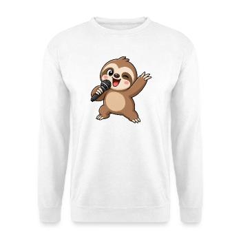 Cute Sloth Cartoon Karaoke Singer Musician - Unisex Sweatshirt - white - Front