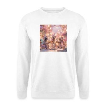 Märchenwald Waschbär Fest - Unisex Pullover - Weiß - Vorne - Alina (178cm) & Michal (187cm)