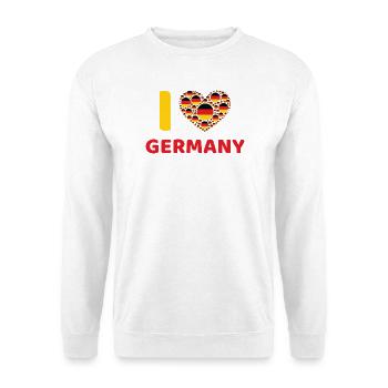 I Love Germany Herz Flagge Fussball Shirt - Unisex Pullover - Weiß - Vorne