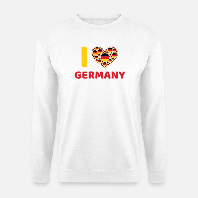 I Love Germany Herz Flagge Fussball Shirt - Unisex Pullover - Weiß