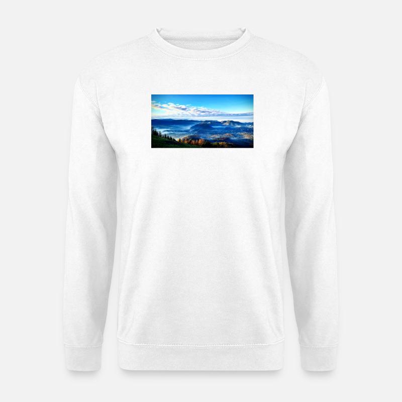 Morgennebel Berglandschaft - Unisex Pullover - Weiß