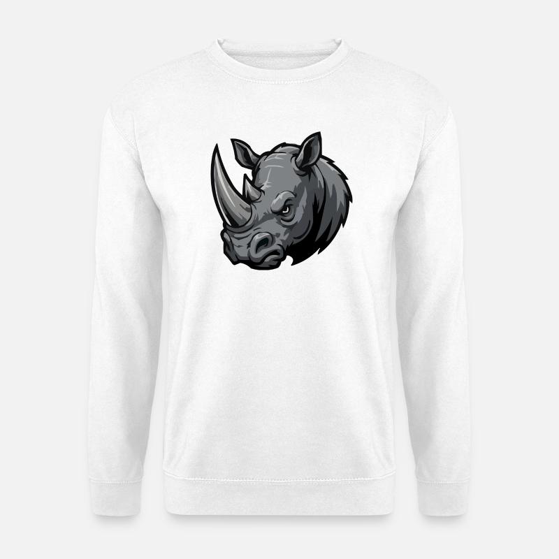 Grauer Rhino Kopf Mascot - Unisex Pullover - Weiß