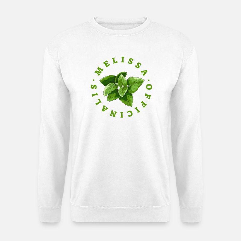 Lemon Balm Leaf Circular Emblem - Unisex Sweatshirt - white