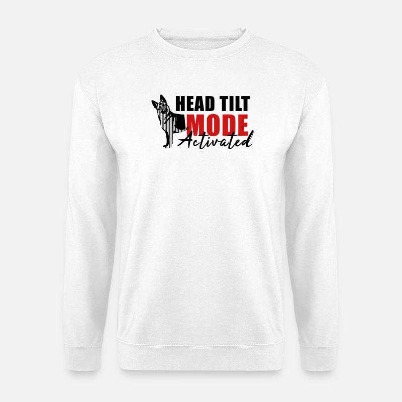 Schäfi Silhouette - Head Tilt linear Schäferhund - Unisex Pullover - Weiß