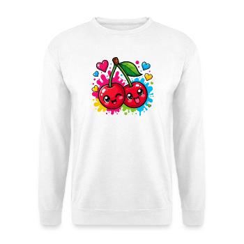 Kirschen Neon-Splash Cartoon - Unisex Pullover - Weiß - Vorne