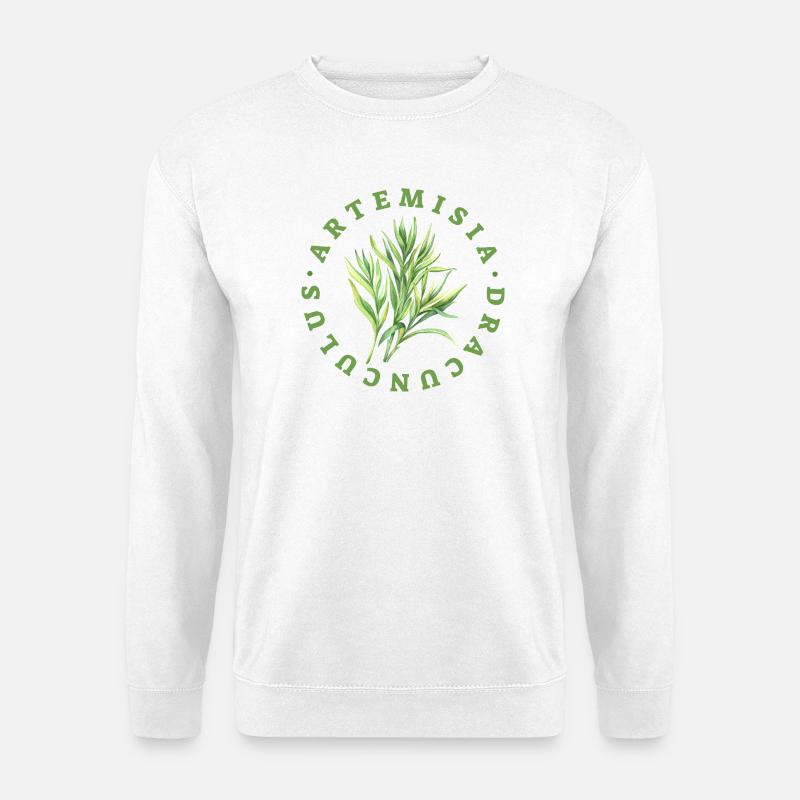 Artemisia Dracunculus Leaf Emblem - Unisex Sweatshirt - white