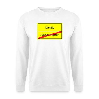 Warnschild Humor: Junger Hüpfler - Unisex Pullover - Weiß - Vorne