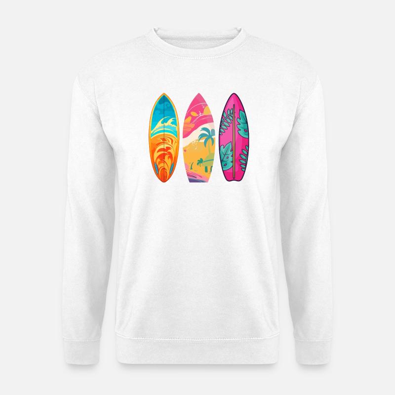 Surf Tropic Buntes Triptychon - Unisex Pullover - Weiß