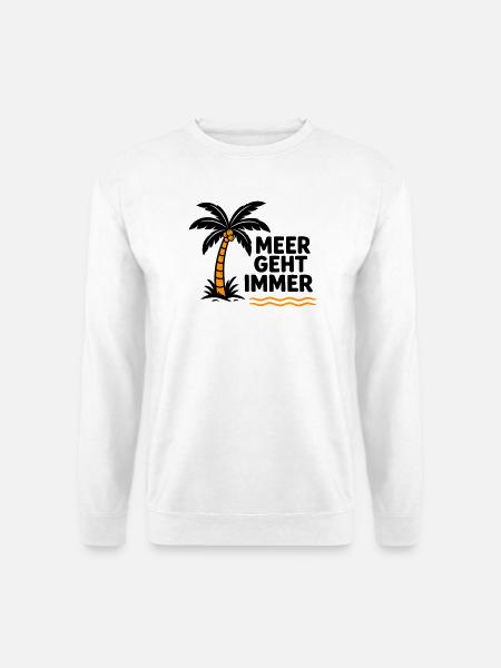 Orangen Palme am Meer - Unisex Pullover - Weiß