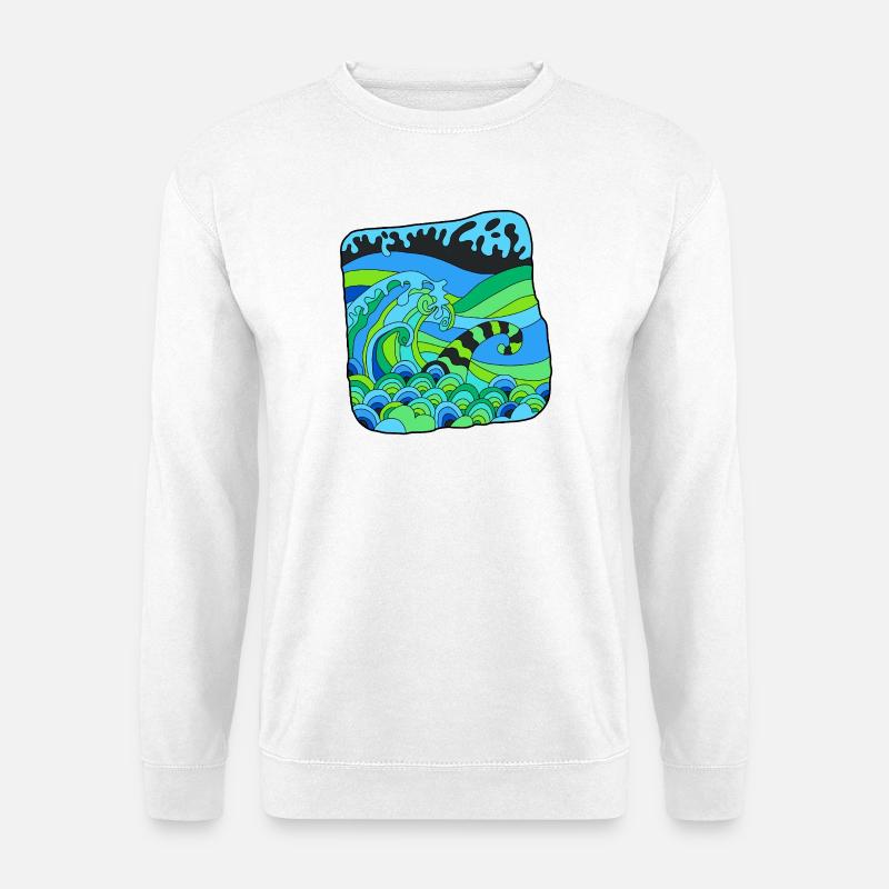 Green Deco Waves - Unisex Pullover - Weiß