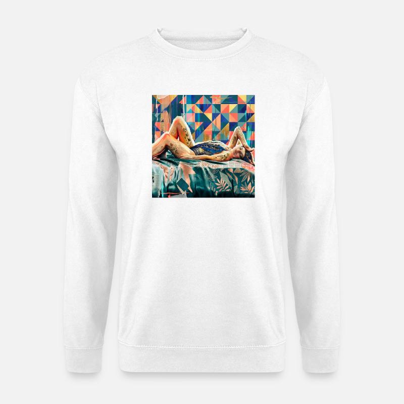 Tätowierungen in der Mosaikgeometrie - Unisex Pullover - Weiß