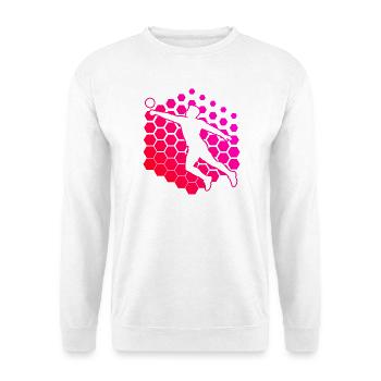 Faustballspielen Geschenk für ein Fistball-Spieler - Unisex Pullover - Weiß - Vorne - Alina (178cm) & Michal (187cm)