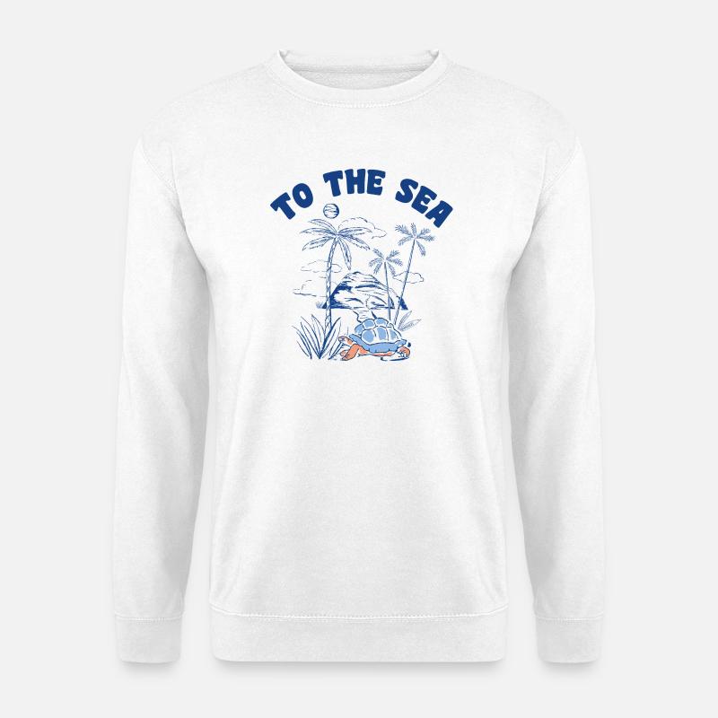 To the Sea: Schildkröte am Strand - Unisex Pullover - Weiß
