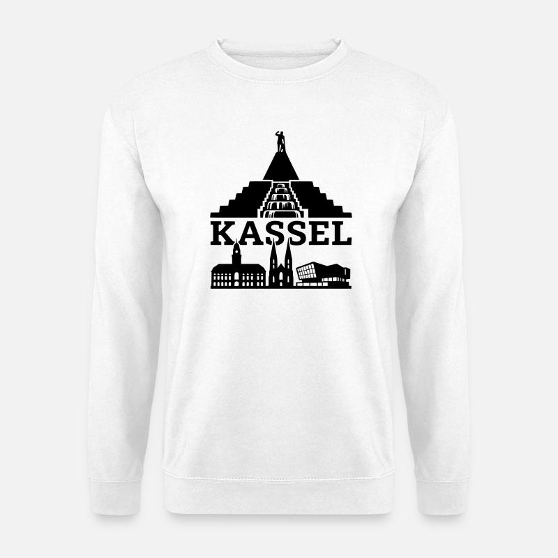 Kassel Wahrzeichen Silhouette - Unisex Pullover - Weiß