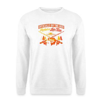 Angeln am See Off Grid - Unisex Pullover - Weiß - Vorne - Alina (178cm) & Michal (187cm)