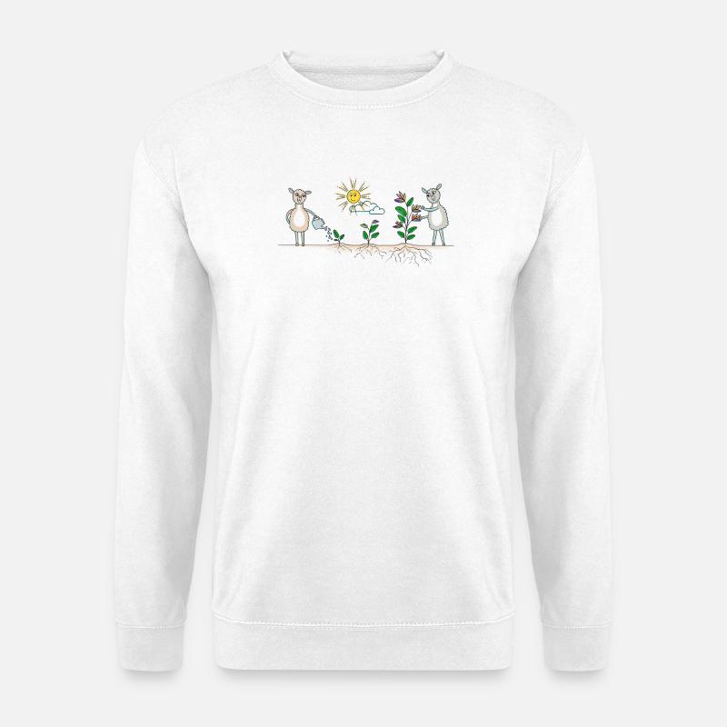Lama Garten bunt - Unisex Pullover - Weiß