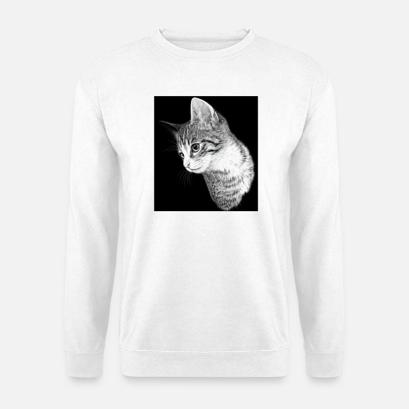 Katzensilhouette im Schwarzweiß - Unisex Pullover - Weiß
