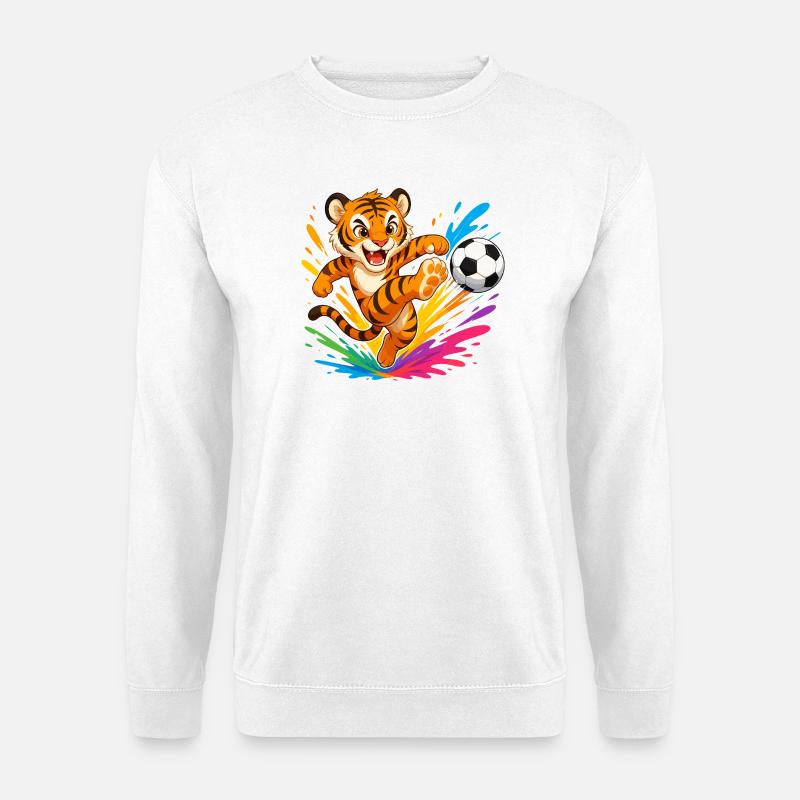 Tiger Kick Ball Farbexplosion - Unisex Pullover - Weiß
