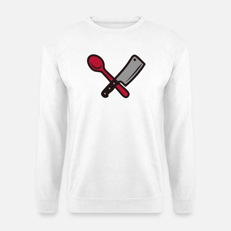 Hackbeil Kochlöffel Kochen Grillen Metzger - Unisex Pullover - Weiß