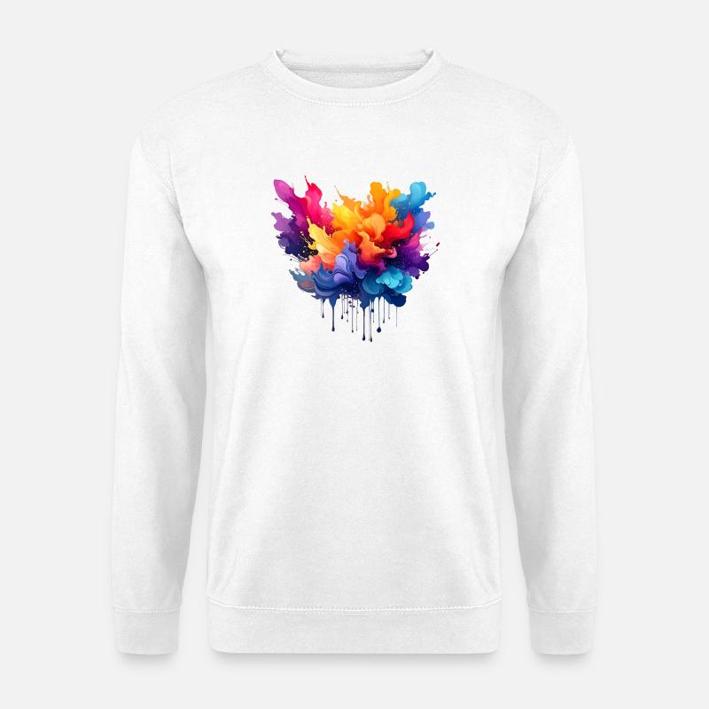 Farbexplosion Farbfluss - Unisex Pullover - Weiß