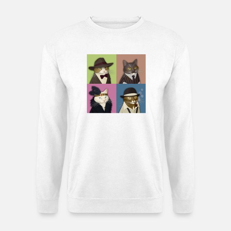 Dapper Cats Quartett - Unisex Pullover - Weiß