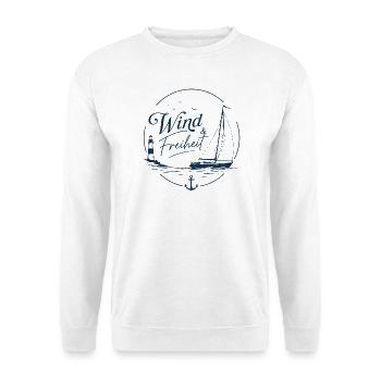 Wind und Freiheit | Küstenmode mit Segelboot - Unisex Pullover - Weiß - Vorne