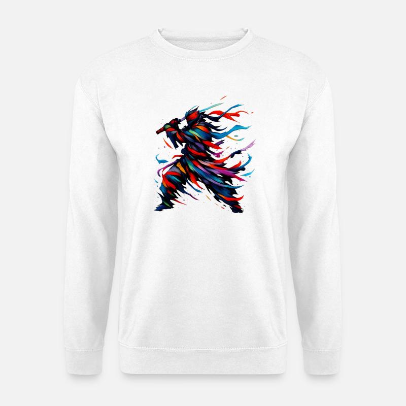 Bunte Flammenpfeile Urban Samurai - Unisex Pullover - Weiß